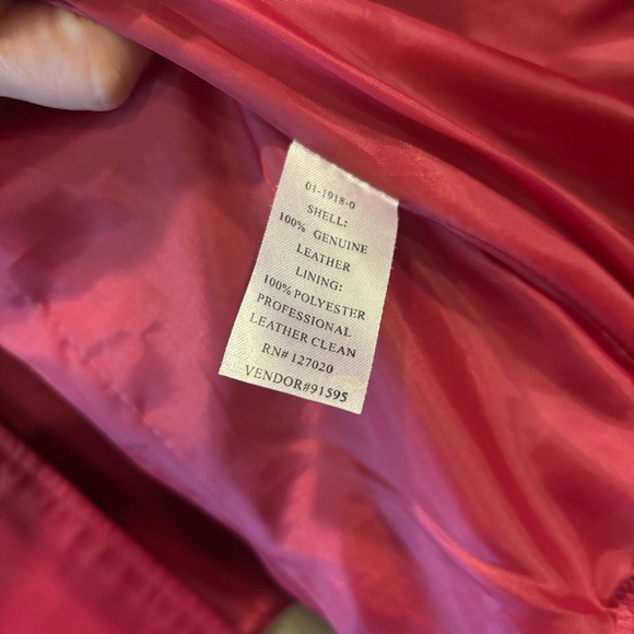 Hot Pink Genuine Leather Jacket by MetroStyle, Great Condition, Women’s Size 12T - Picture 5 of 6